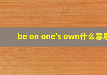 be on one's own什么意思